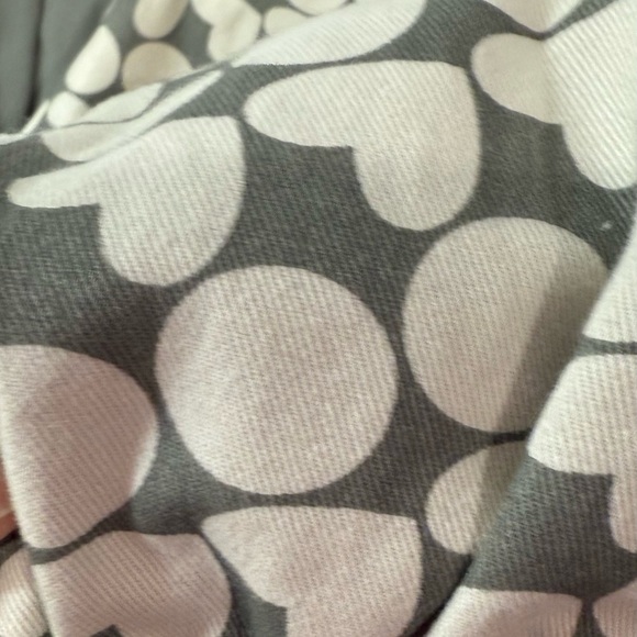 Atmosphere Trench Coat Polka Dot Heart Print Belted Jacket Gray Cream US Size 6 - Picture 14 of 14